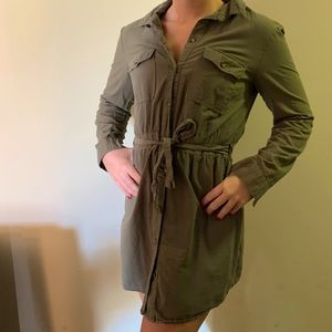 Green long sleeve dress.